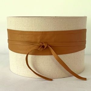 Obi Belt Tie Closure Leather Brown Size L